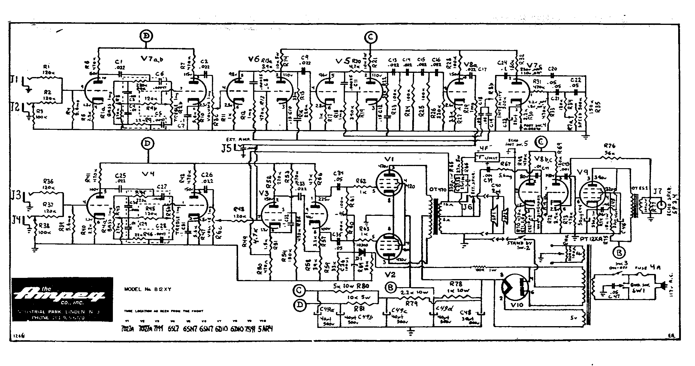 Ampeg B-12XY Schematic