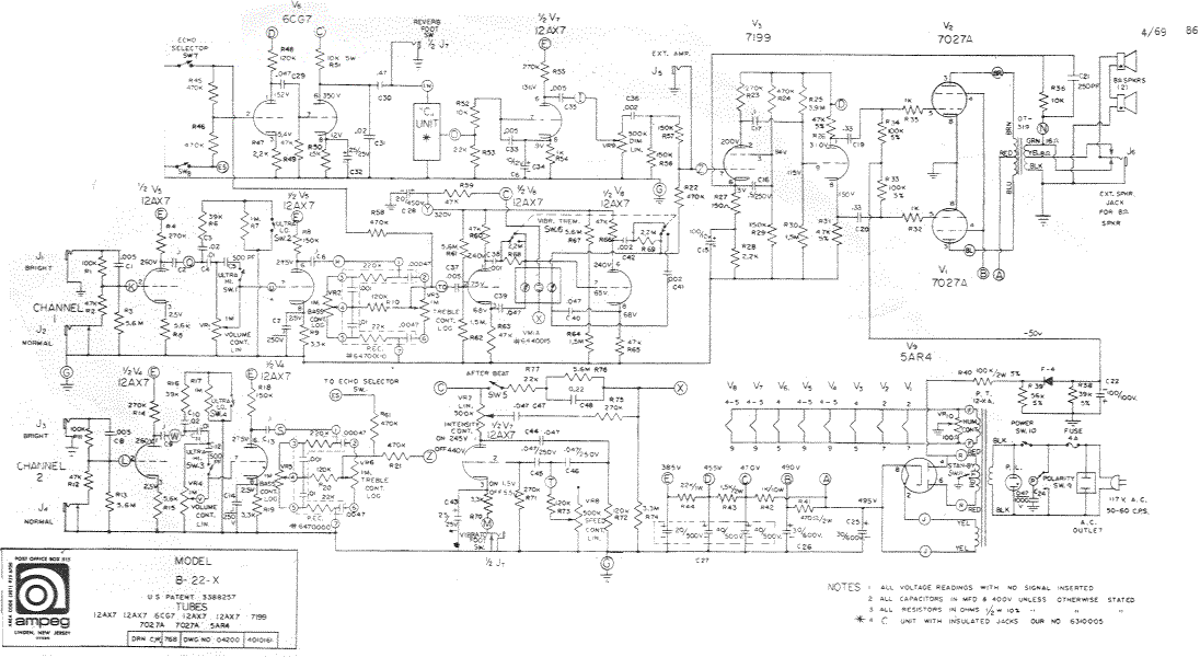 Ampeg B-22X Schematic
