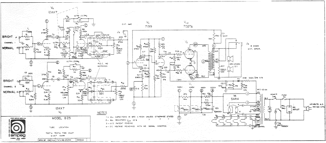 Ampeg B-25 Schematic