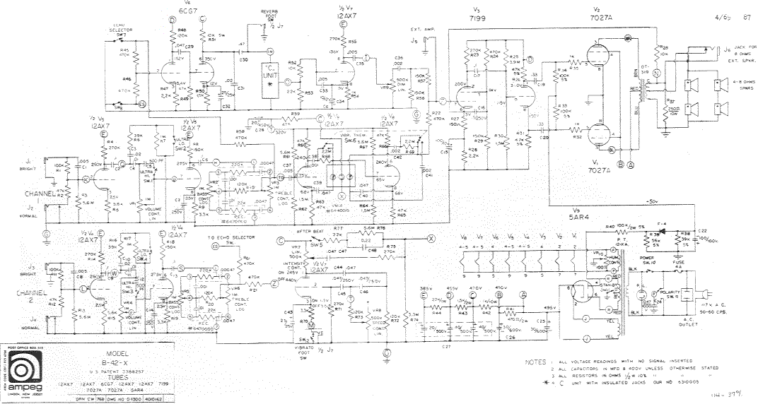 Ampeg B-42X Schematic