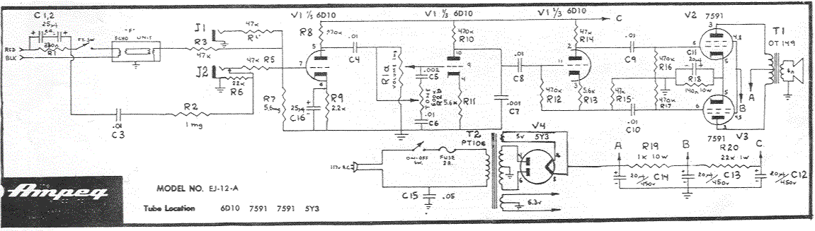 Ampeg EJ-12A Schematic