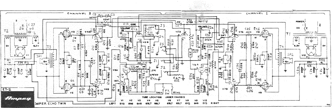 Ampeg Super Echo Twin ET-2 Schematic