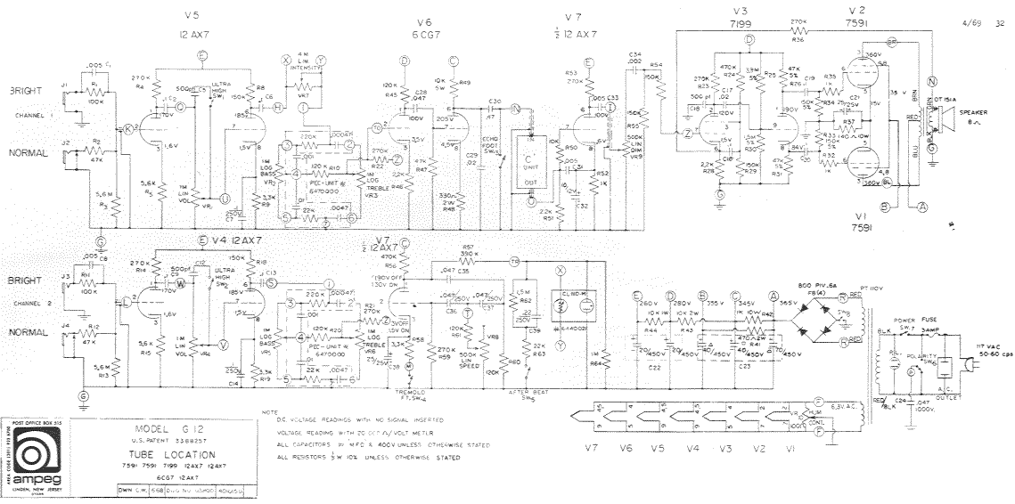 Ampeg G12 Schematic