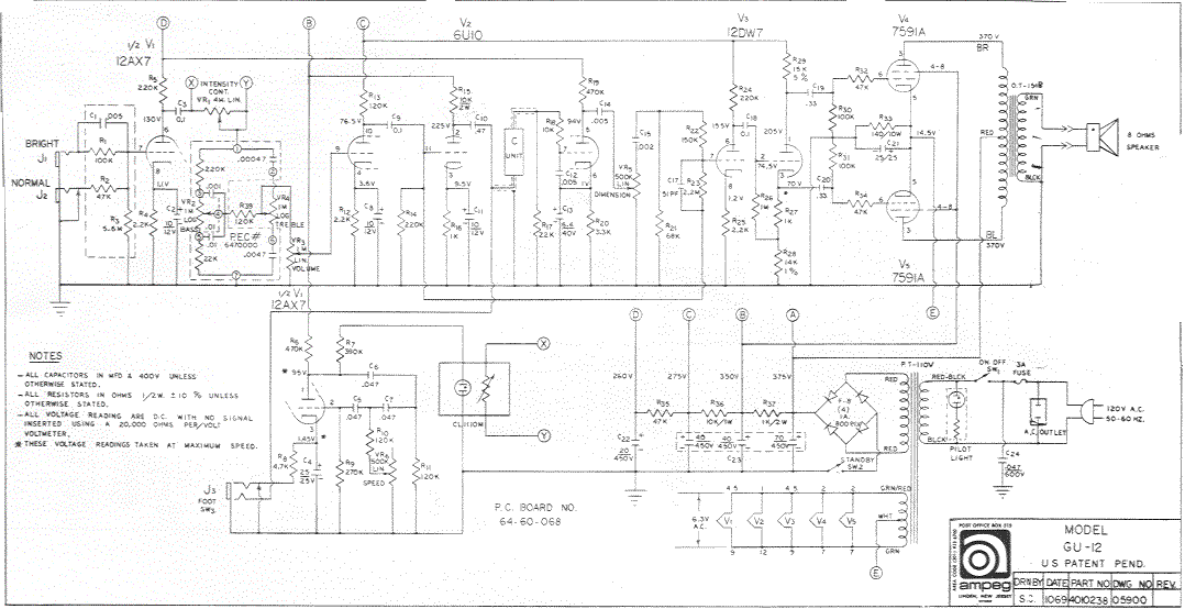 Ampeg GU-12 Schematic