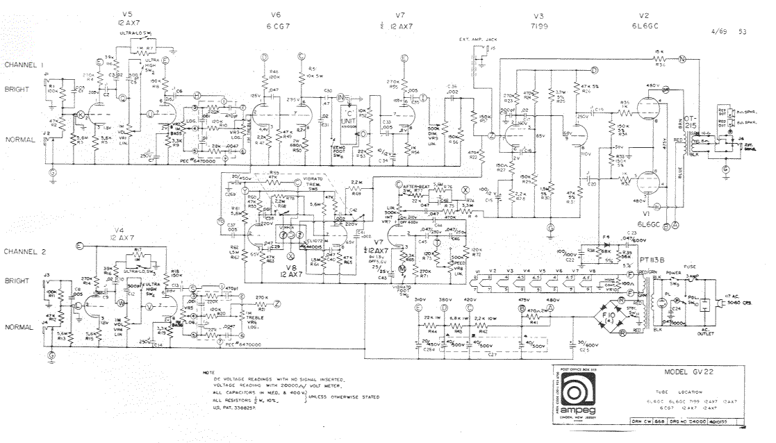 Ampeg GV-12 Schematic