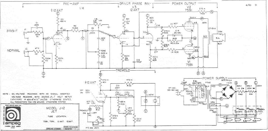 Ampeg J-12 Jet Schematic