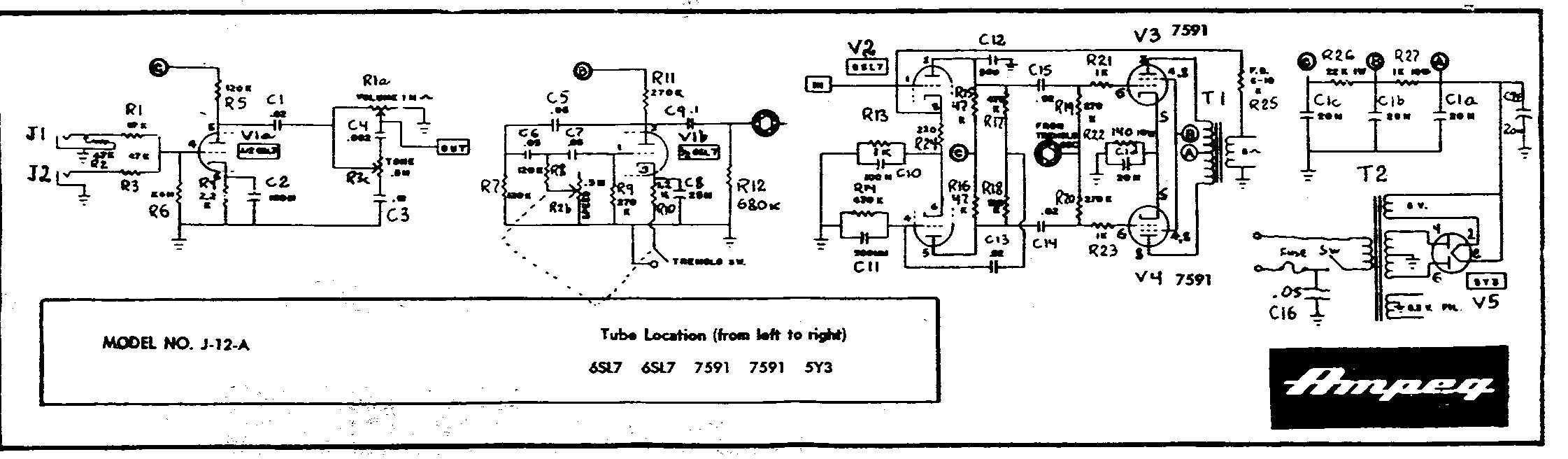 Ampeg J-12A Schematic