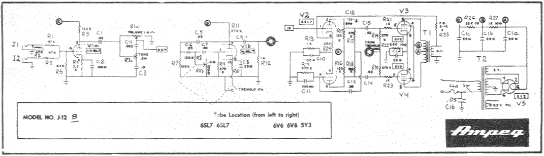 Ampeg J-12B Schematic
