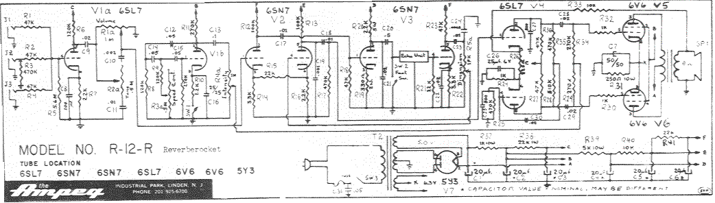 Ampeg R-12R Schematic