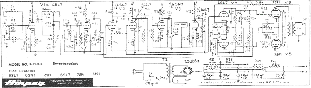 Ampeg R-12RB Schematic