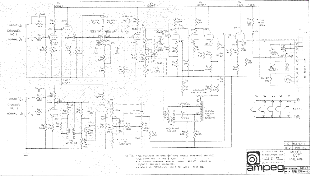 Ampeg SVT Preamp Schematic