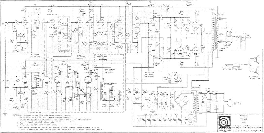 Ampeg VT-22 & V-4 Schematic