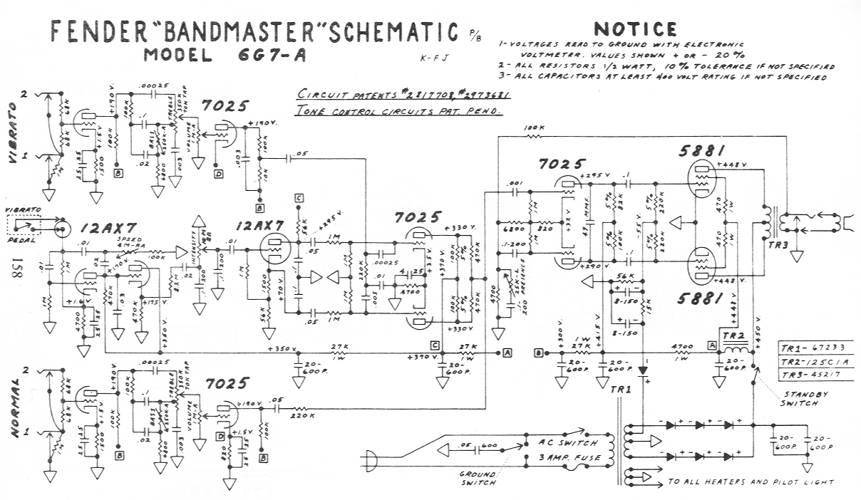 Fender Bandmaster 6G7-A Schematic