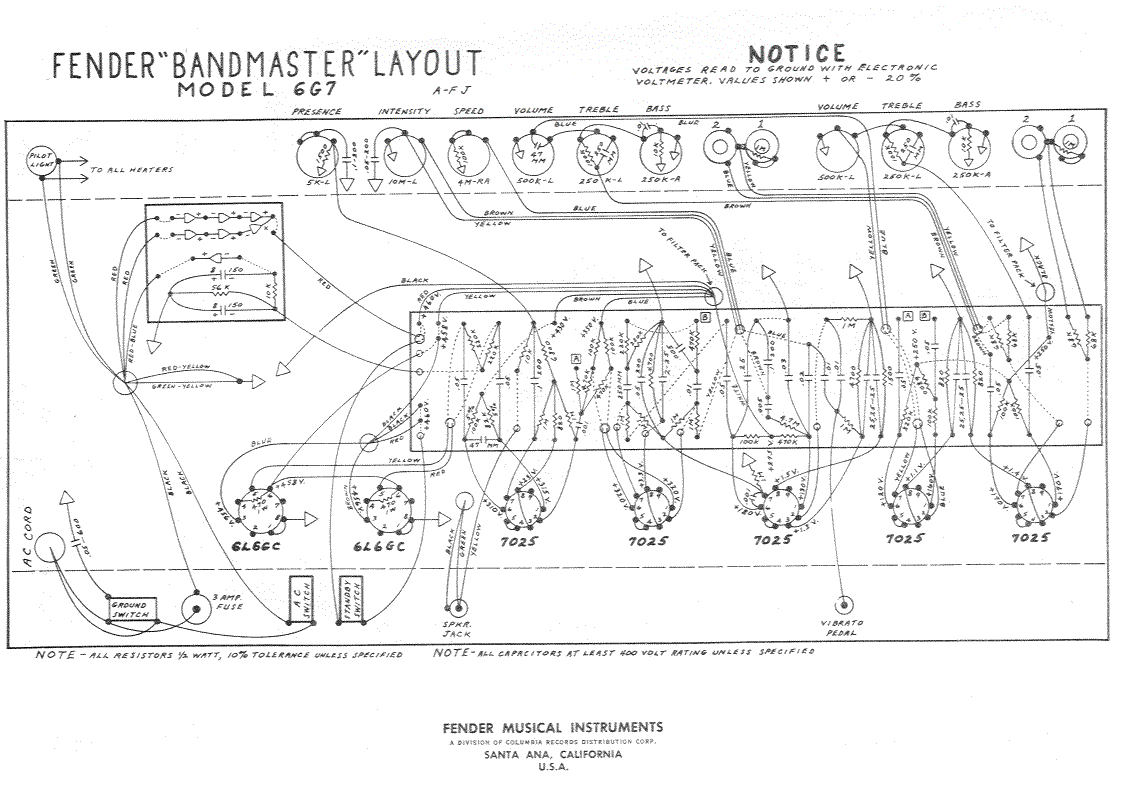 Fender Bandmaster 6G7 Layout