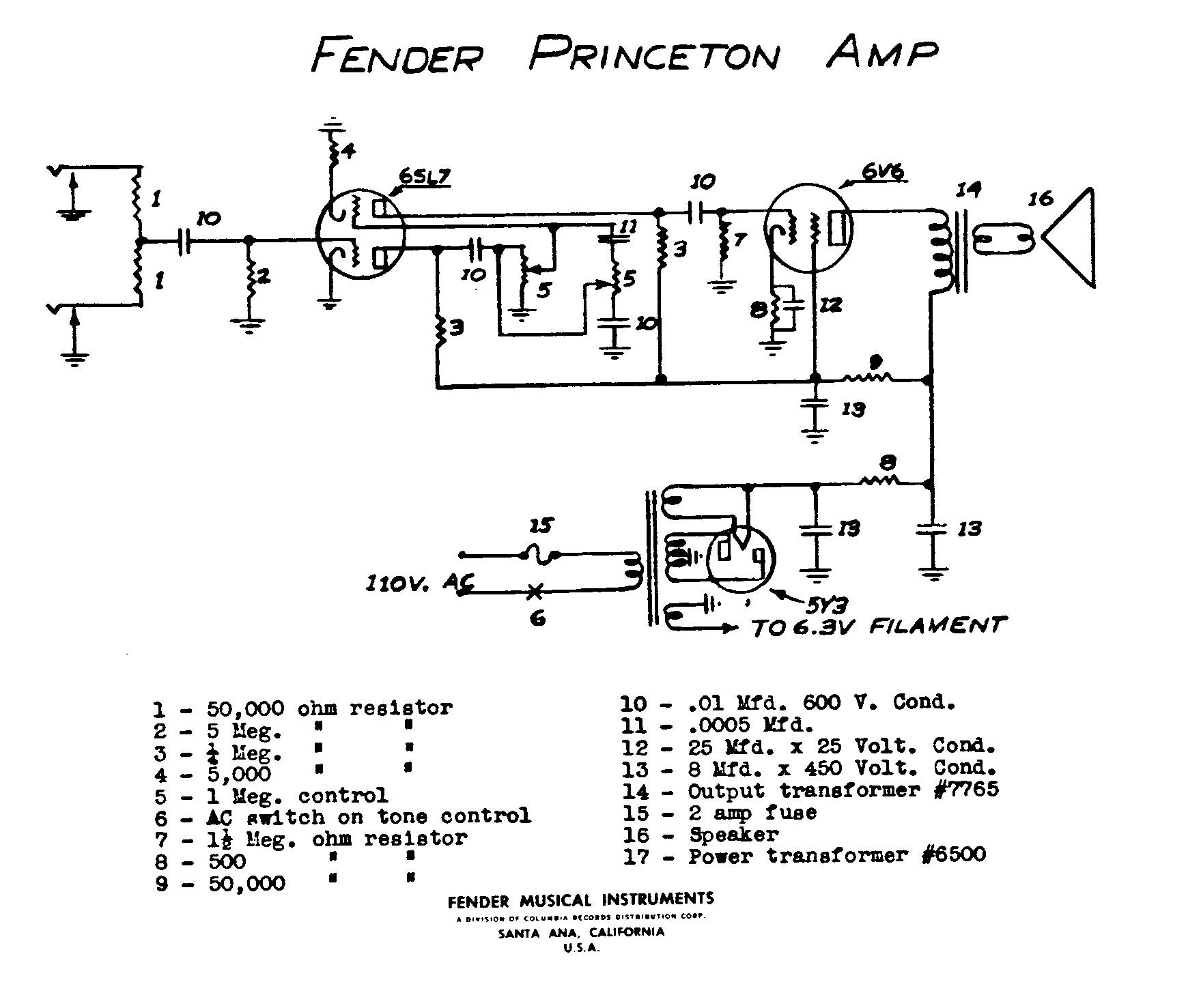 Fender Princeton Amp Schematic