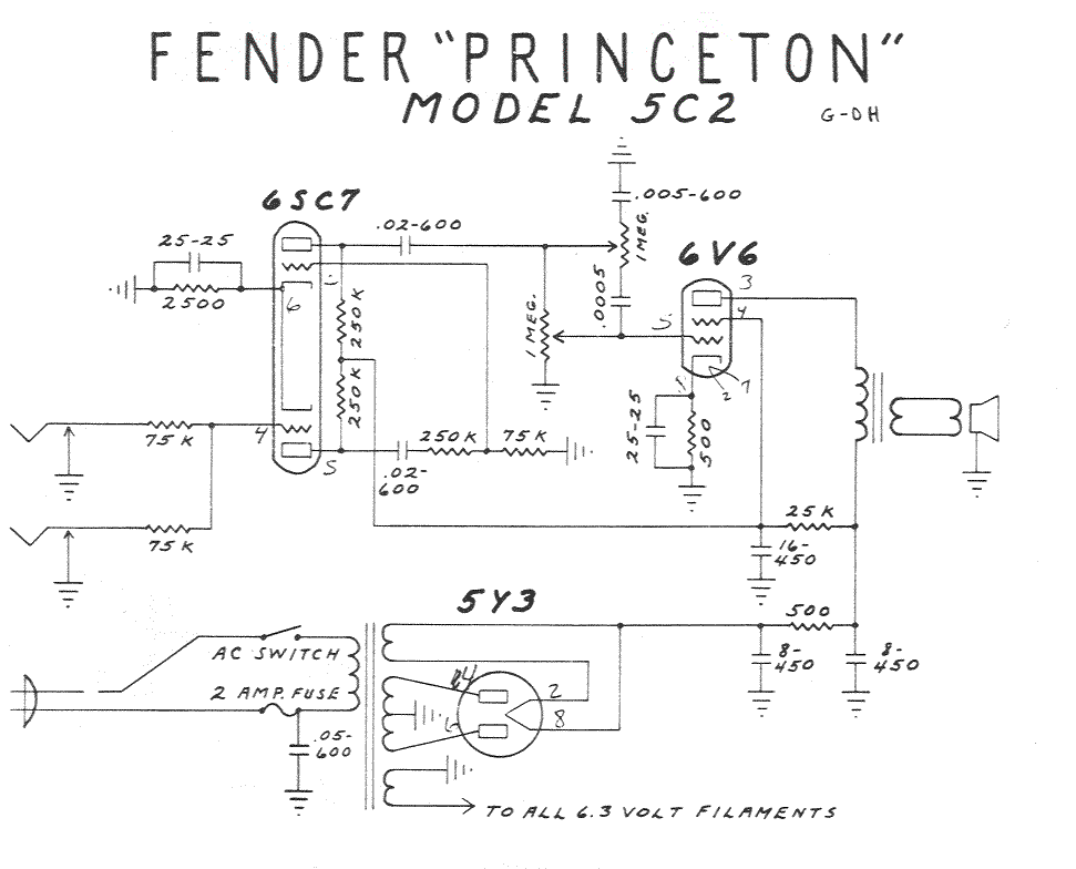 Fender Princeton 5C2 Schematic