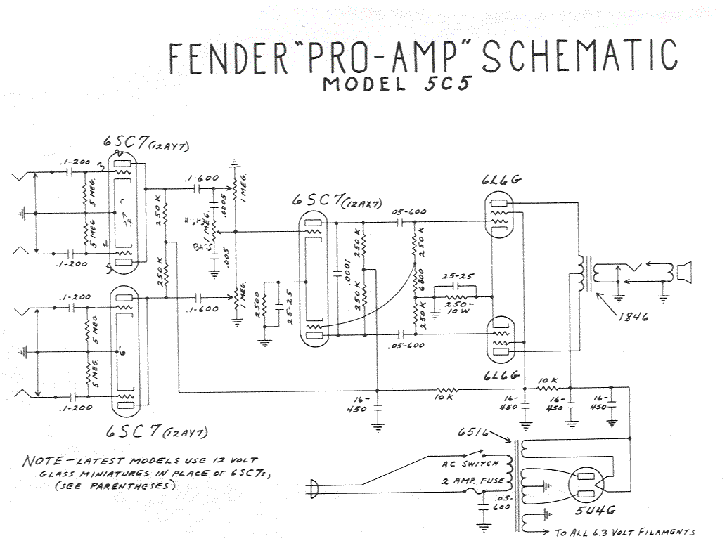 Fender Pro Amp 5C5 Schematic