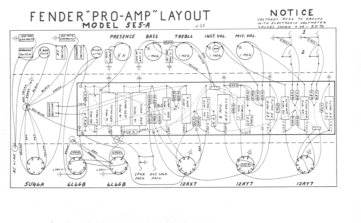 Fender Pro Amp 5E5-A Layout
