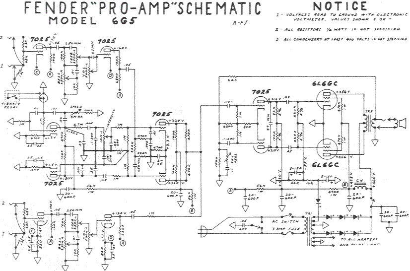 Fender Pro Amp 6G5 Schematic