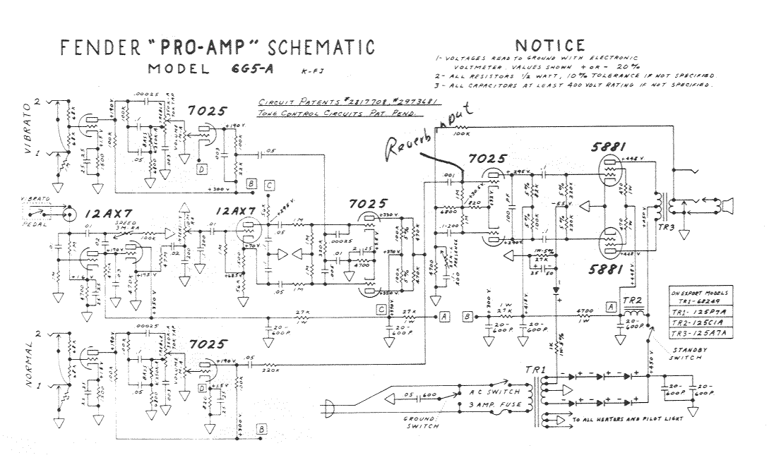 Fender Pro Amp 6G5-A Schematic