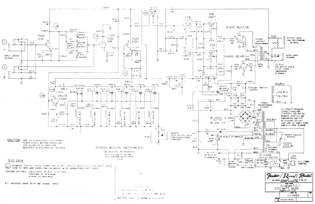 Fender Rhodes Bass Schematic
