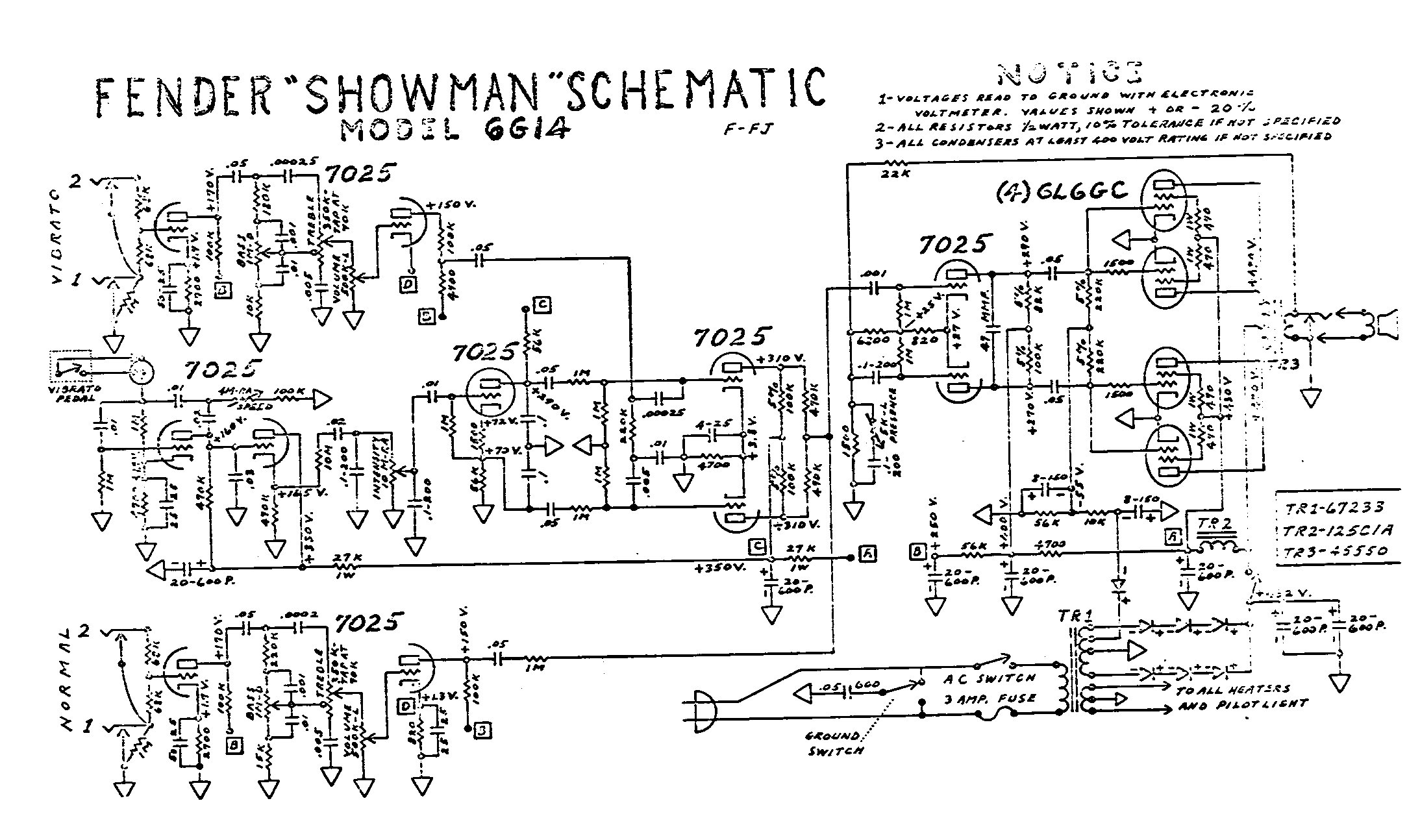 Fender Showman 6G14 Schematic