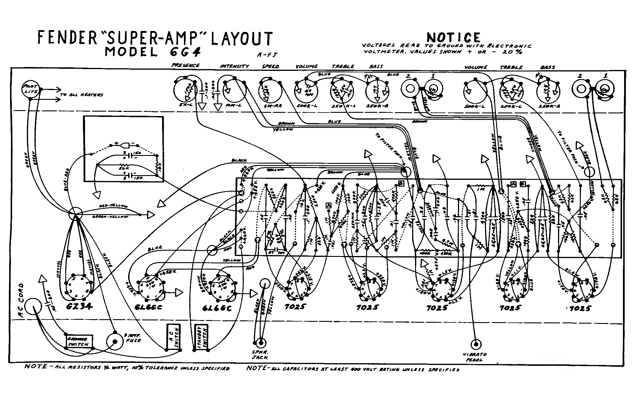 Fender Super Amp 6G4 Layout