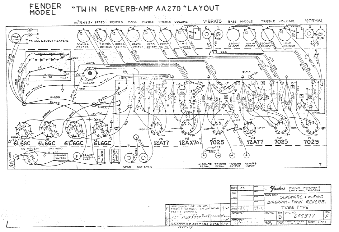 Fender Twin Reverb Amp AA270 Layout