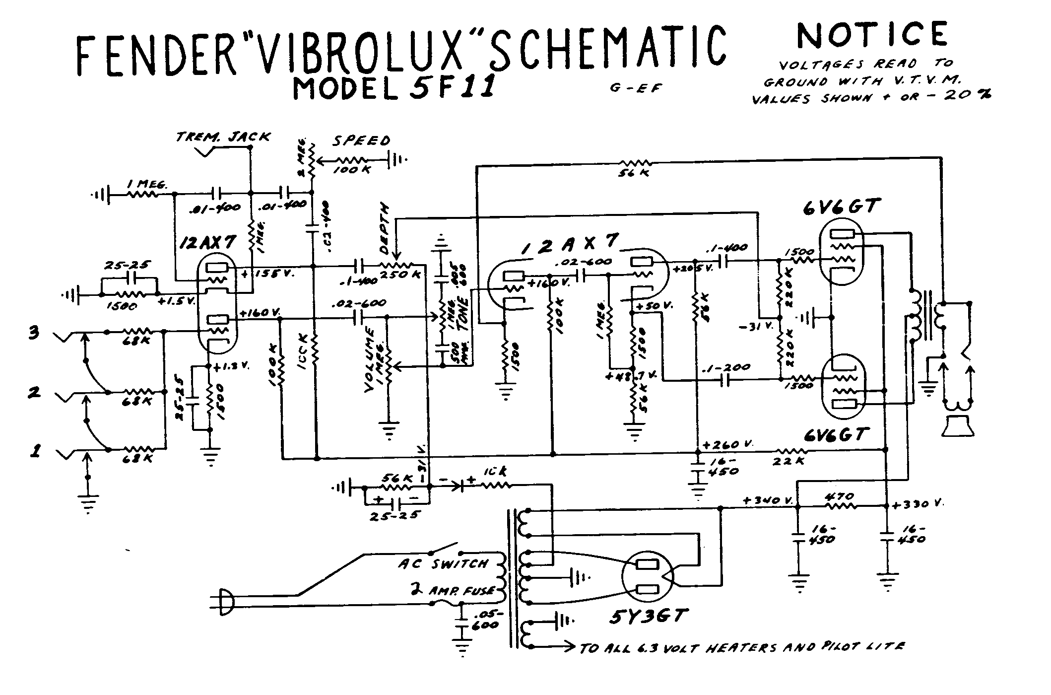 Fender Vibrolux 5E11 Schematic