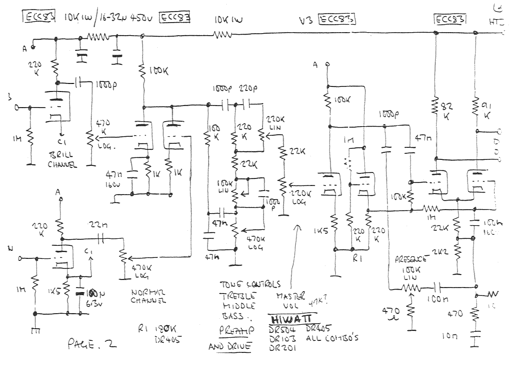 HiWatt Preamplifier Driver Schematic
