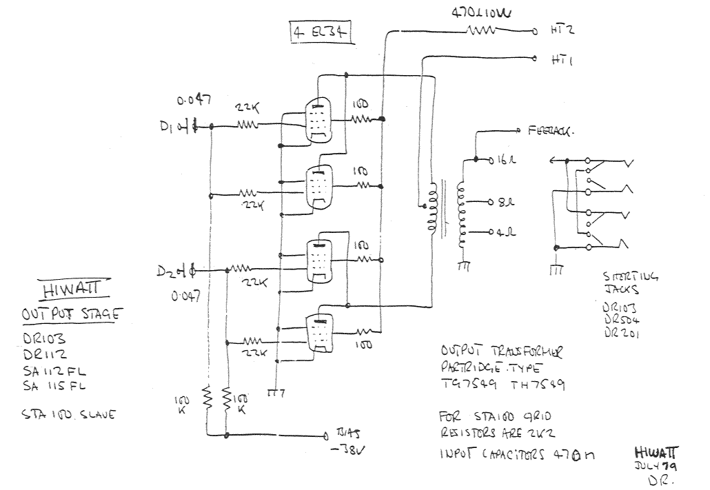 HiWatt 100W Output Schematic