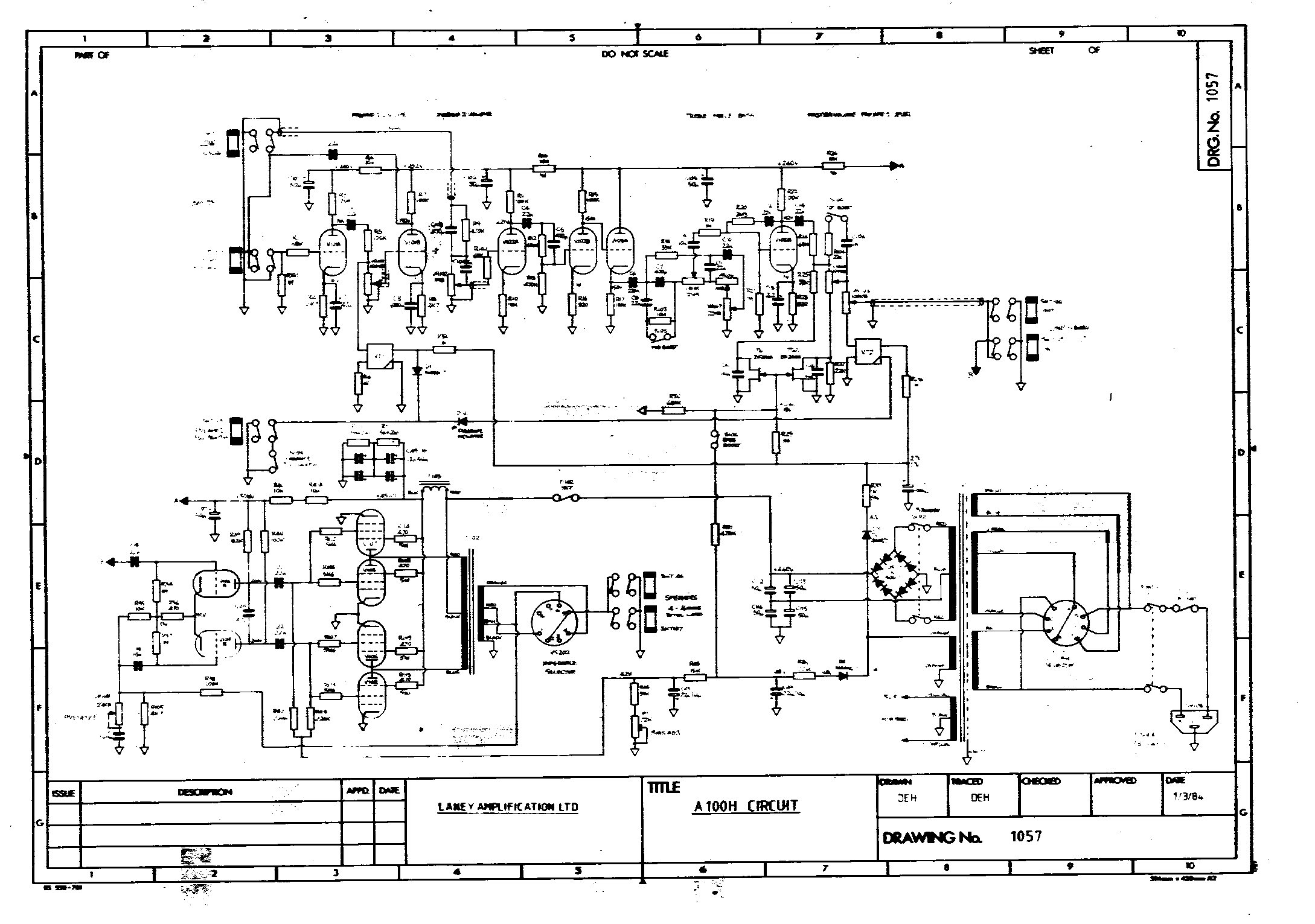 Laney A100H Schematic
