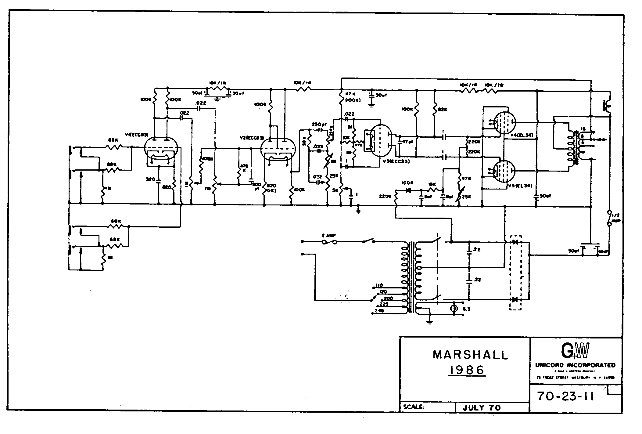 Marshall 1986 Schematic