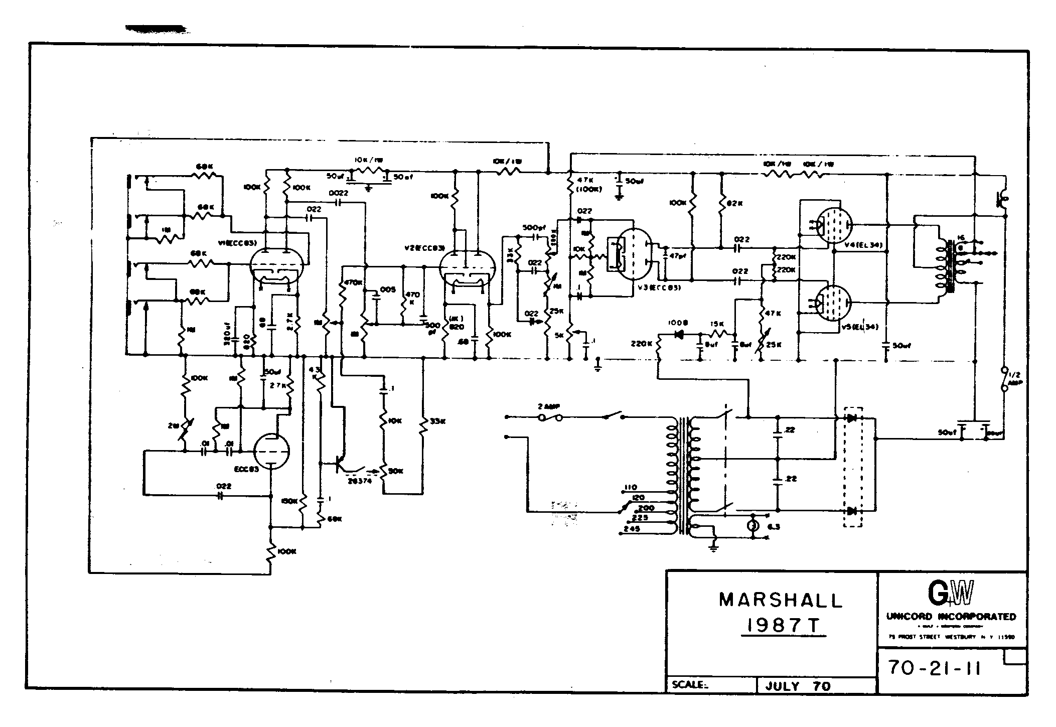 Marshall 1987T Schematic