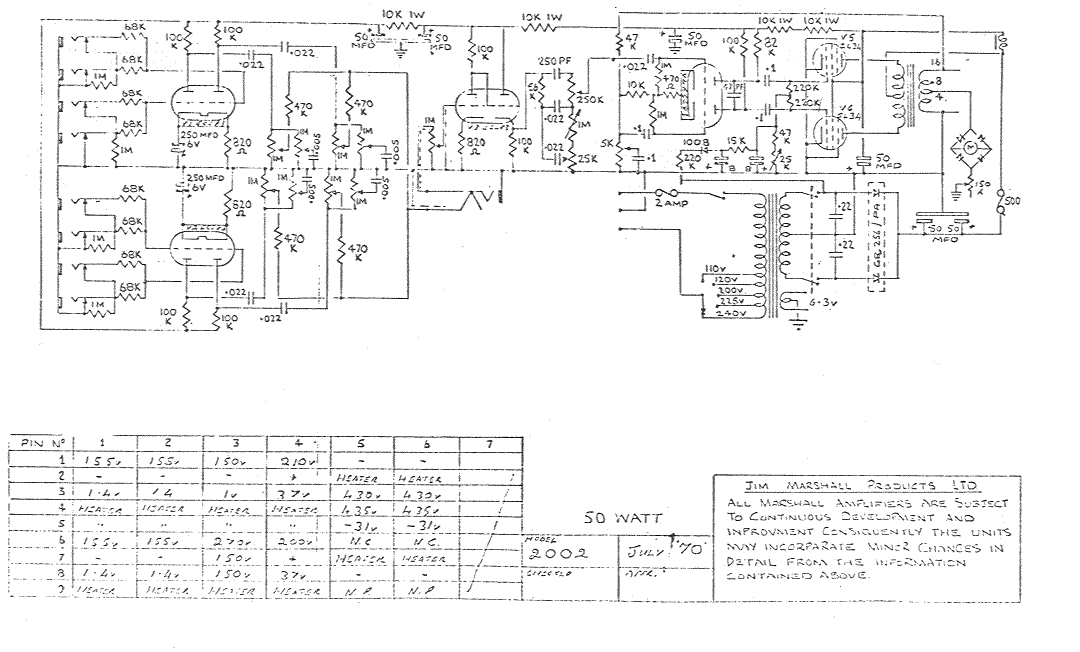 Marshall 2002 50W Schematic
