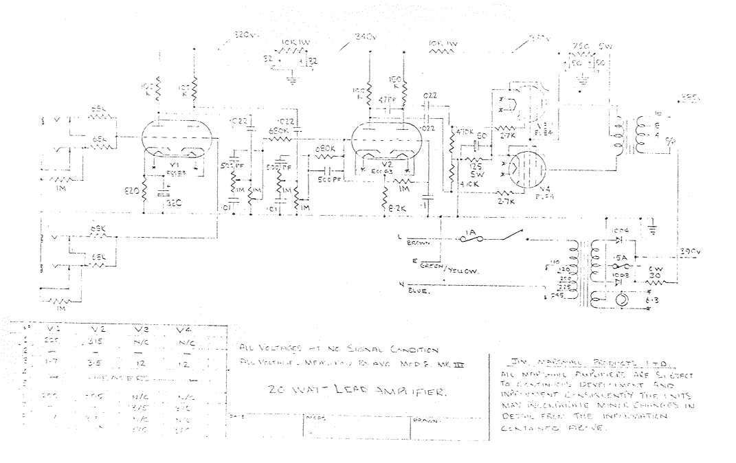 Marshall Lead 20W Schematic