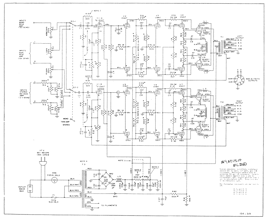McIntosh MC240 Schematic