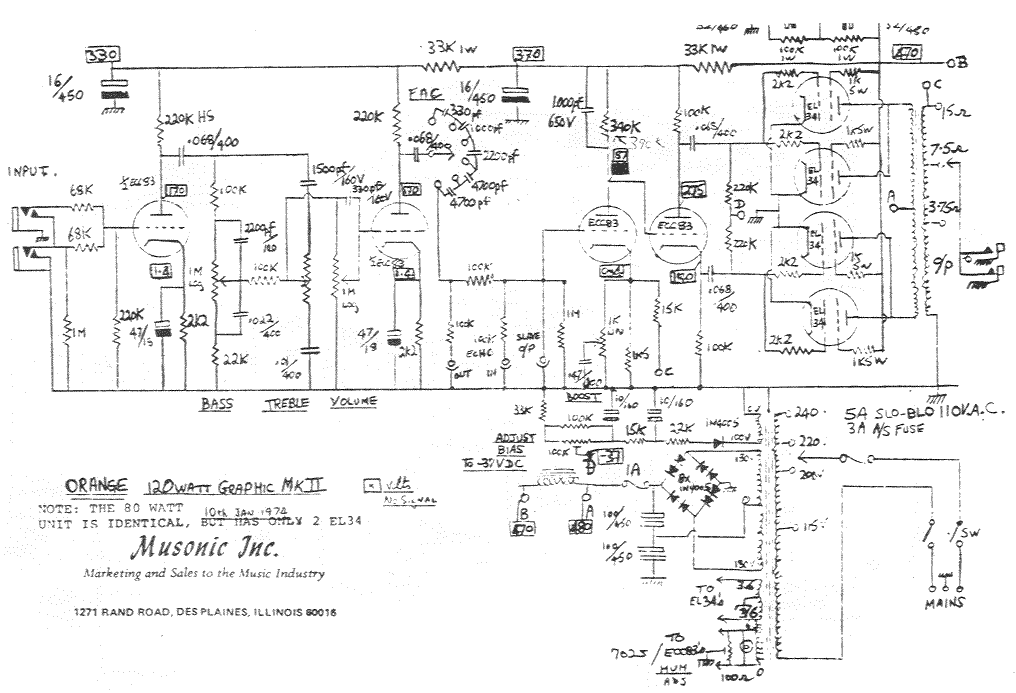 Orange 120W Graphic MKII Schematic