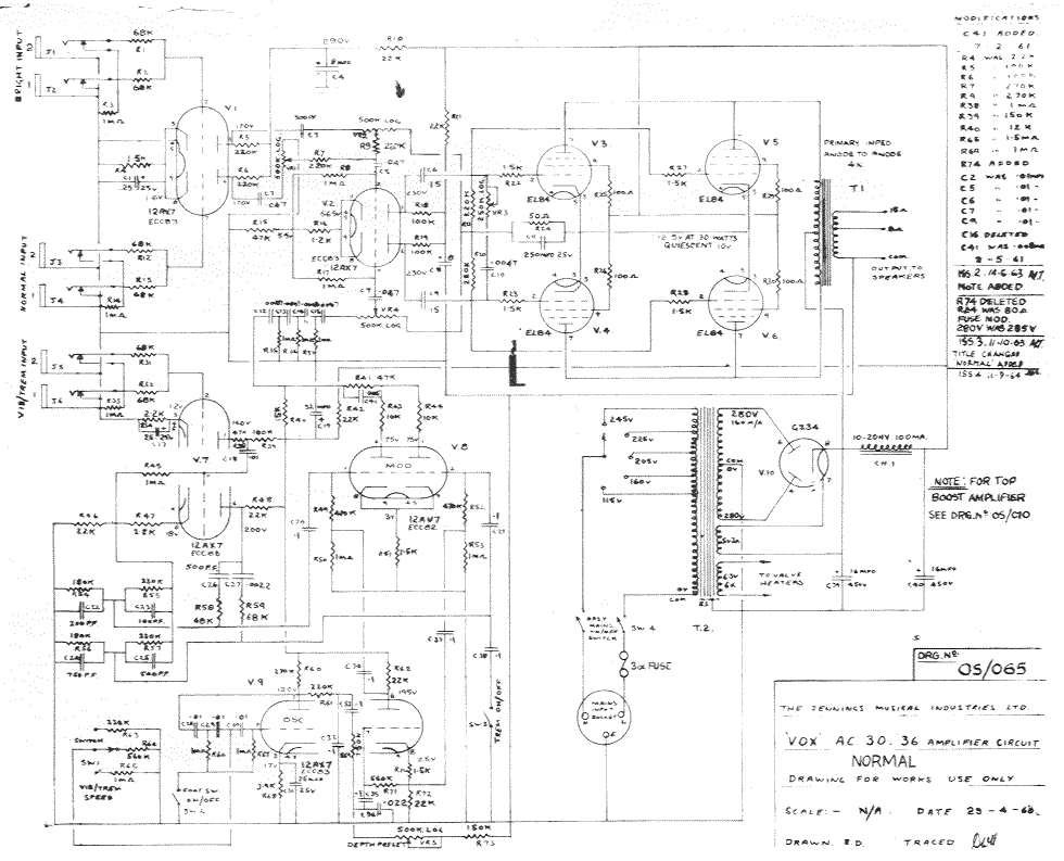 Vox AC30 Amplifier Schematic