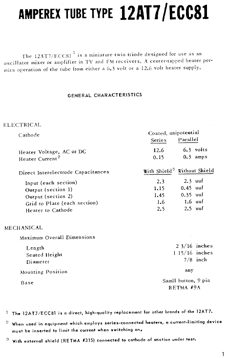 12at7 Vacuum Tube Characteristics